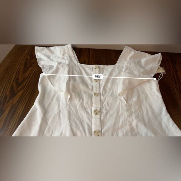 A.n.a Linen white button up dress Women’s Large Lined flutter sleeve New - Picture 8 of 15